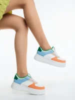 Pantofi sport dama portocalii din piele ecologica Kosara