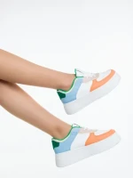 Pantofi sport dama portocalii din piele ecologica Kosara