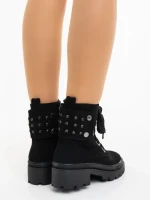 Ghete dama negre din material textil Atalia