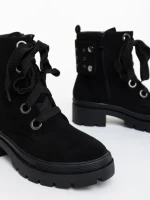 Ghete dama negre din material textil Atalia