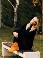 Botine dama camel din material textil Zoryana