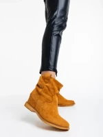 Botine dama camel din material textil Zoryana
