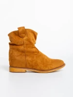 Botine dama camel din material textil Zoryana