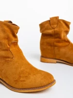 Botine dama camel din material textil Zoryana