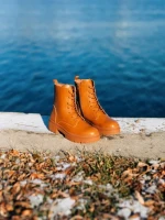 Ghete dama camel din piele ecologica Kory