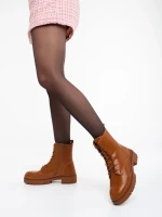 Ghete dama camel din piele ecologica Kory