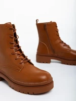 Ghete dama camel din piele ecologica Kory