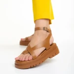 Sandale dama camel din piele ecologica Abilene