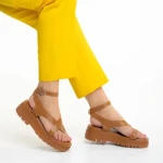 Sandale dama camel din piele ecologica Abilene