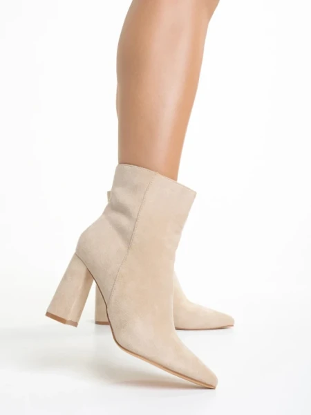 Botine dama bej din material textil Sondra