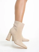 Botine dama bej din material textil Sondra