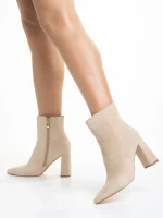 Botine dama bej din material textil Sondra