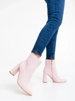 Botine dama roz din material textil Sondra