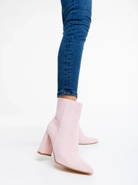 Botine dama roz din material textil Sondra