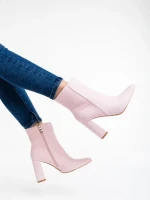 Botine dama roz din material textil Sondra
