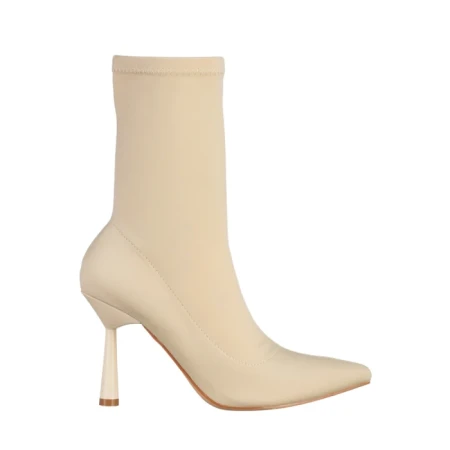 Botine dama bej din material textil Valeda