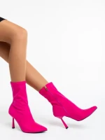 Botine dama fucsia din material textil Valeda
