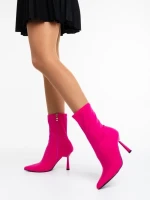 Botine dama fucsia din material textil Valeda