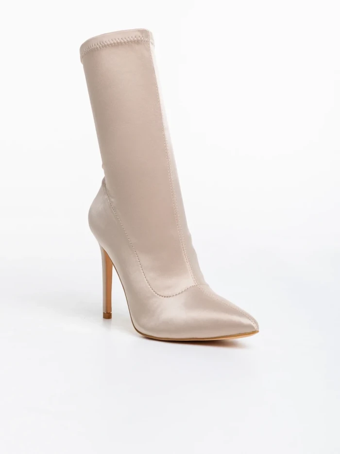 Botine dama bej din material textil  Lionesse