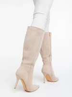 Cizme dama bej deschis din material textil Aleksandra