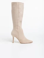 Cizme dama bej deschis din material textil Aleksandra