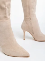 Cizme dama bej deschis din material textil Aleksandra