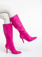 Cizme dama fucsia din material textil Aleksandra