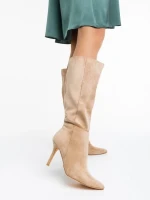 Cizme dama bej din material textil Aleksandra