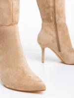 Cizme dama bej din material textil Aleksandra