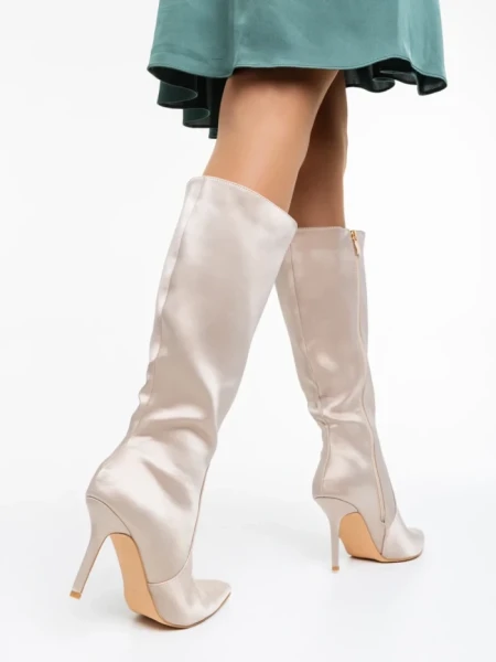 Cizme dama bej din material textil Saori