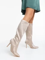 Cizme dama bej din material textil Saori