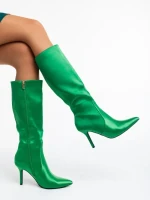 Cizme dama verzi din material textil Saori