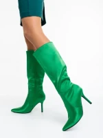 Cizme dama verzi din material textil Saori