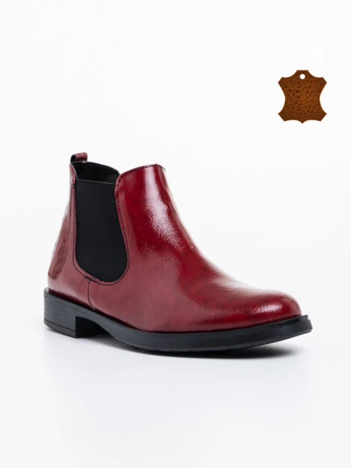 Botine dama rosii din piele naturala Argenta