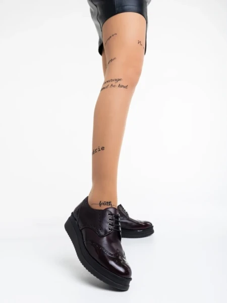 Pantofi casual dama grena din piele naturala Lawanda