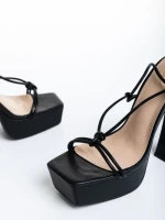 Sandale dama negre din piele ecologica Kimbra