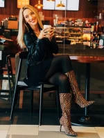 Cizme dama bej cu negru din material textil Ernestine