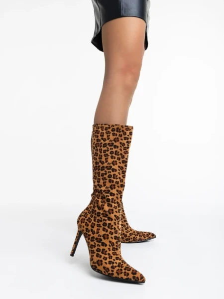 Cizme dama leopard din material textil Ernestine