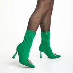 Botine dama verzi din material textil Yarely