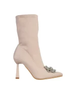 Botine dama bej din material textil Yarely