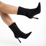 Botine dama negre din material textil Vanice