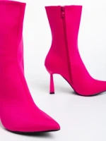 Botine dama fucsia din material textil Vanice