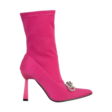 Botine dama fucsia din material textil Pamelyn