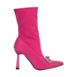 Botine dama fucsia din material textil Pamelyn