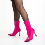 Botine dama fucsia din material textil Pamelyn