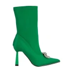 Botine dama verzi din material textil Pamelyn