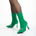 Botine dama verzi din material textil Pamelyn