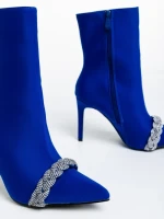 Botine dama albastre din material textil Zinaida