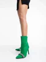 Botine dama verzi din material textil Zinaida