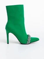Botine dama verzi din material textil Zinaida